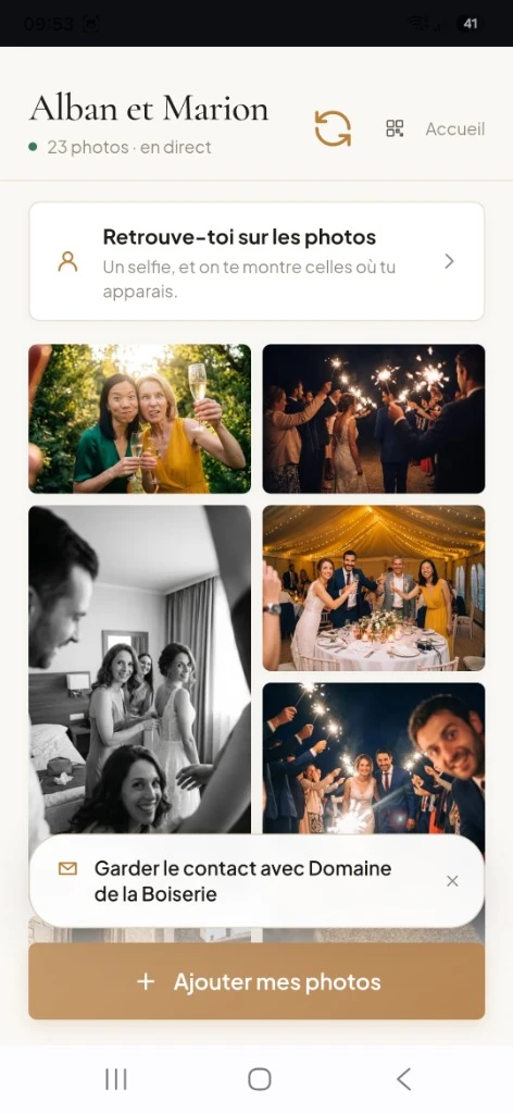 Galerie interactive et mur de photos partagées